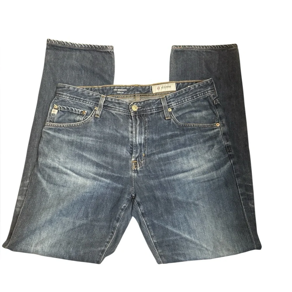 Ag Adriano Goldschmied Men's Straight Jeans - Dark Blue - Picture 2 of 14